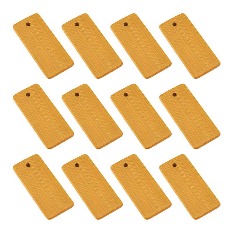 AEE2-100Pcs 45X20mm Rectangle Tags Wooden Tags Bamboo Tags For Keychain Rings, Bamboo Unfinished Wood Key Ring Tag