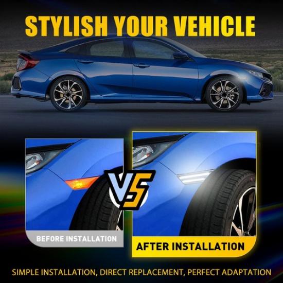 For 16-21 Honda Civic Dynamic Switchback LED Side Marker Light Turn Signal DRL A