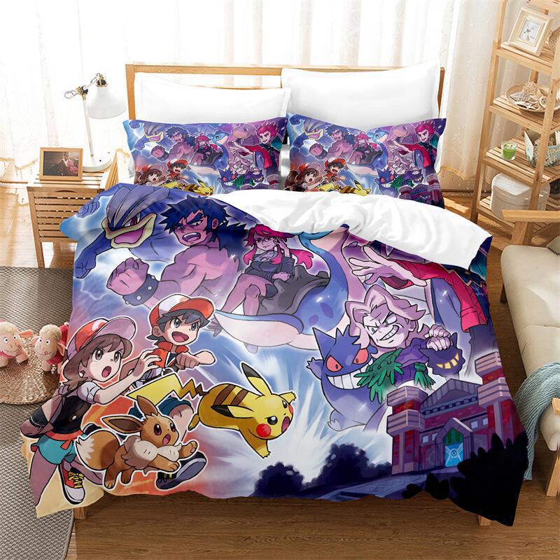 Cartoon Animation Digital Printing Bedding Quilt Cover Microfiber Polyester Cotton Three-Piece Set