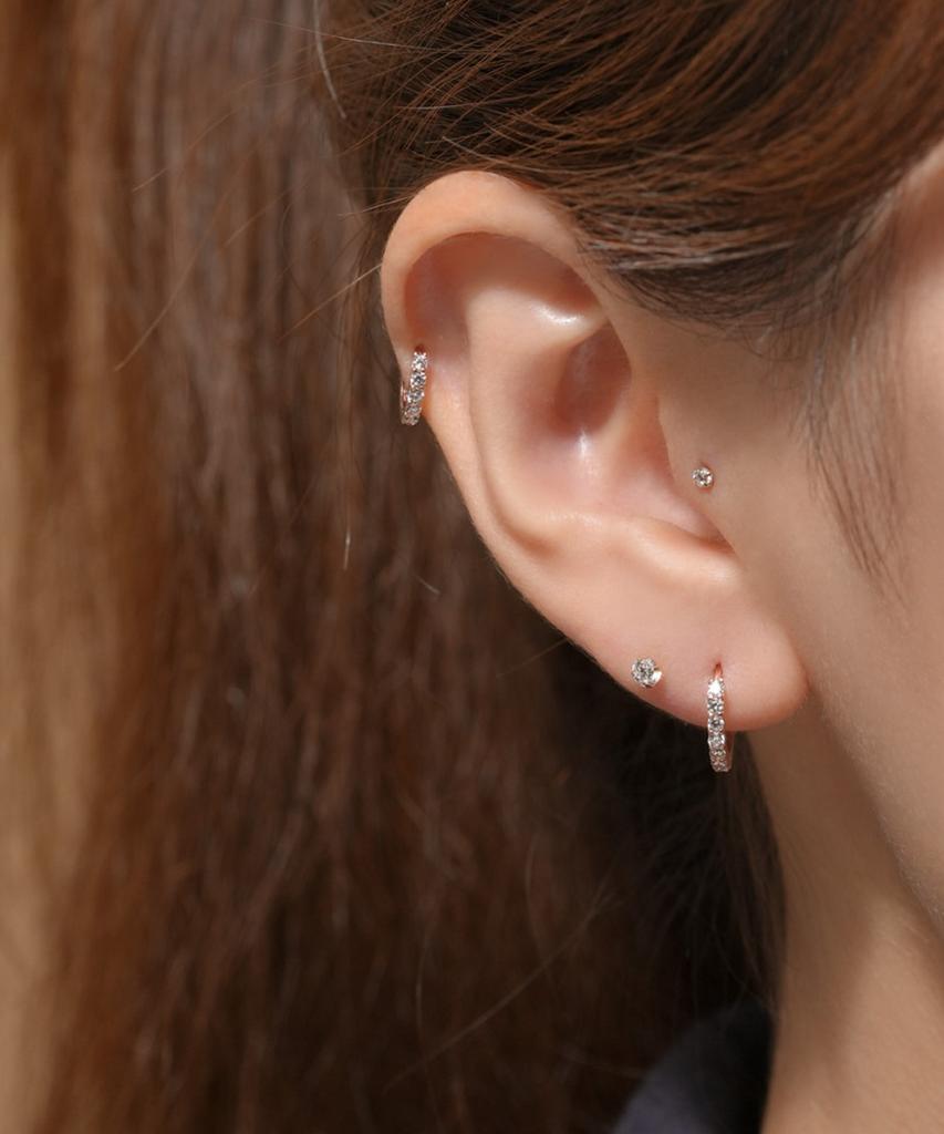 Minimal Piercing 14K Cubic Hoop Earrings, Inner Conch Ring Piercing