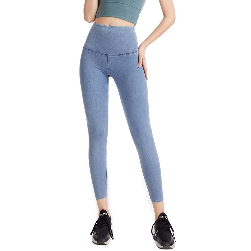 High Waisted Elastic Denim Yoga Pants for Women Autumn Winter