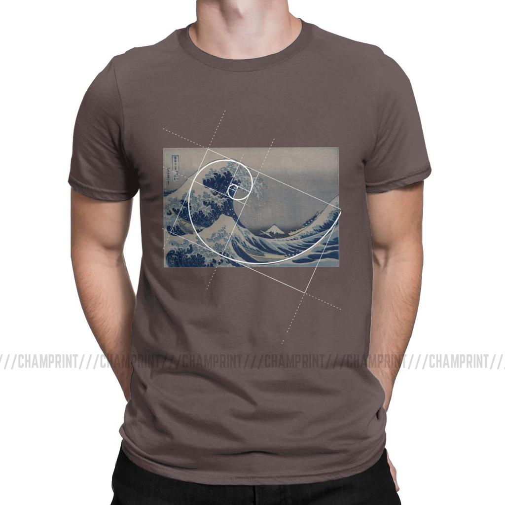 Hokusai Meets Fibonacci Sequence Men S T Shirt Golden Ratio Math T Shirts Technical Geek Vintage