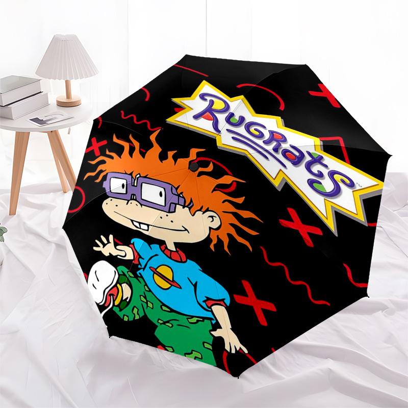 Rugrats, Tommy Themed Automatic Opening and Closing Umbrella, Compact Travel Umbrella, Lightweight and Portable, Suitable for Beach Commutin