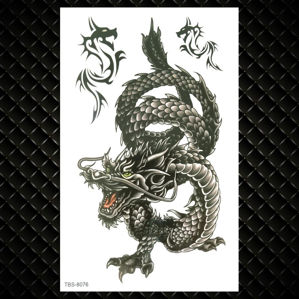 Grandi Adesivi Tatuaggi Temporanei A Forma Drago Nero Uomo E - Italy - Foto 10