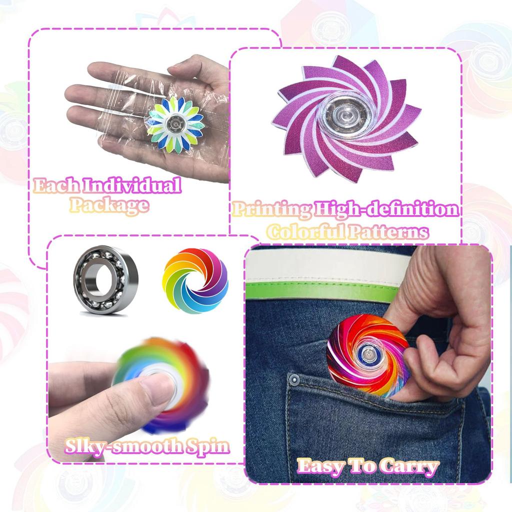 5/10/20Pcs Mini Rainbow Fidget Spinner Sensory Stress Relief Toys For Kids Birthday Party Favor Classroom Prize Bag Stuffer