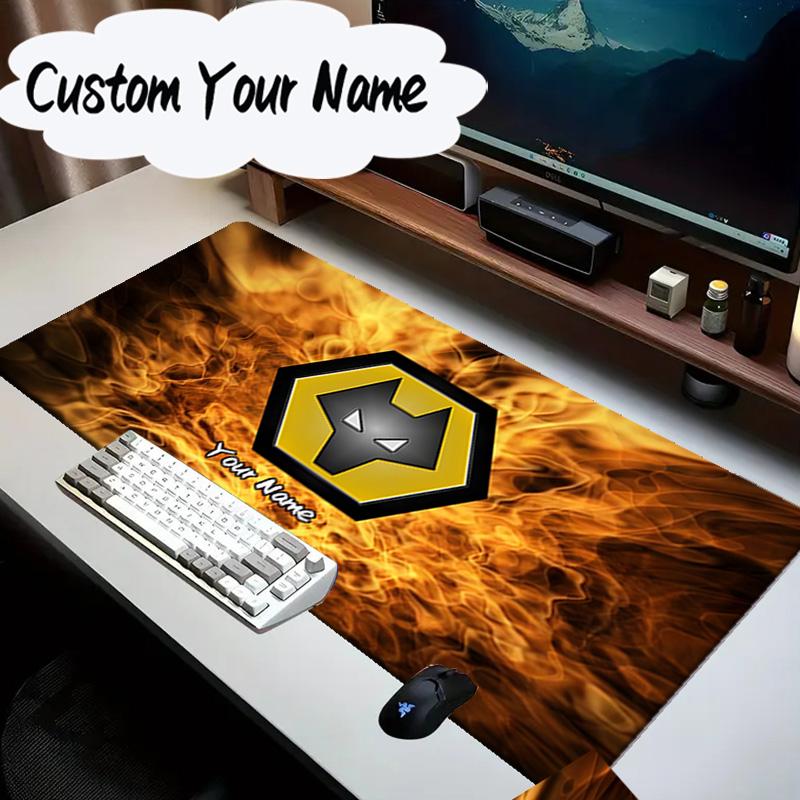 Custom Name Mouse Pad Flaming Wolves Emblem Wanderers Mouse Pad Desk Mat, Non-Slip Rubber Backer Pad For Computer Notebook Gaming Mouse Pad Gift