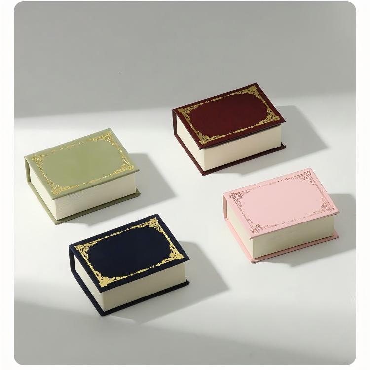 Flip Cover Book Shaped Jewelry Display Box Earrings Ring Necklace Pendant Jewelry Organizer Portable Travel Jewelry Holder