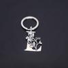 Stainless Steel Alphabet Flower Cutout Keychain Pendant