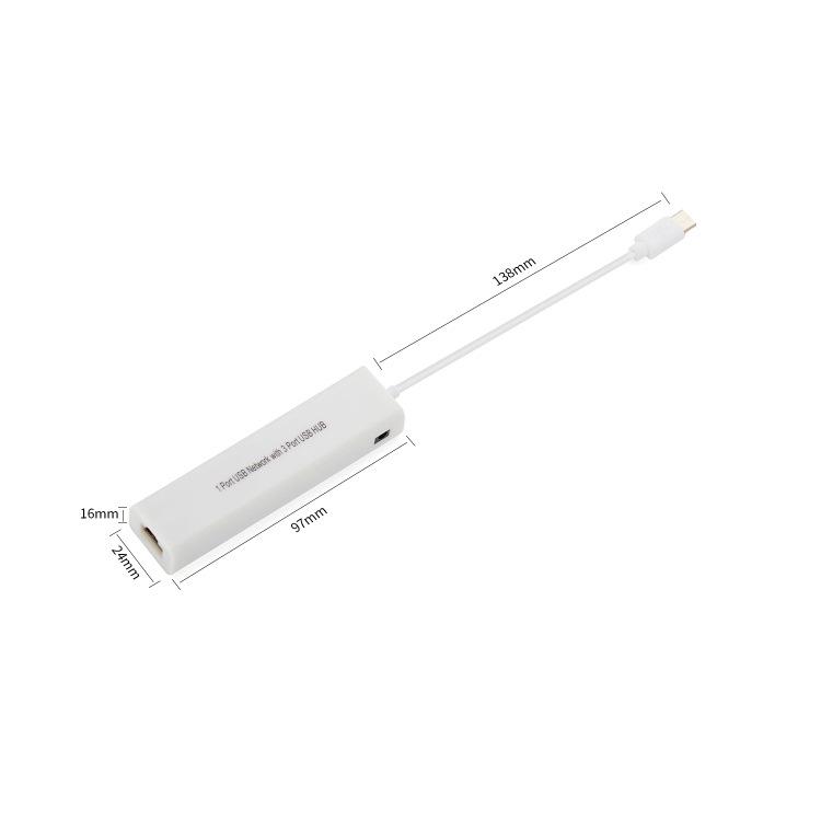4-in-1 USB-C Hub with RJ45 100Mbps Network Converter for Laptops and Desktops