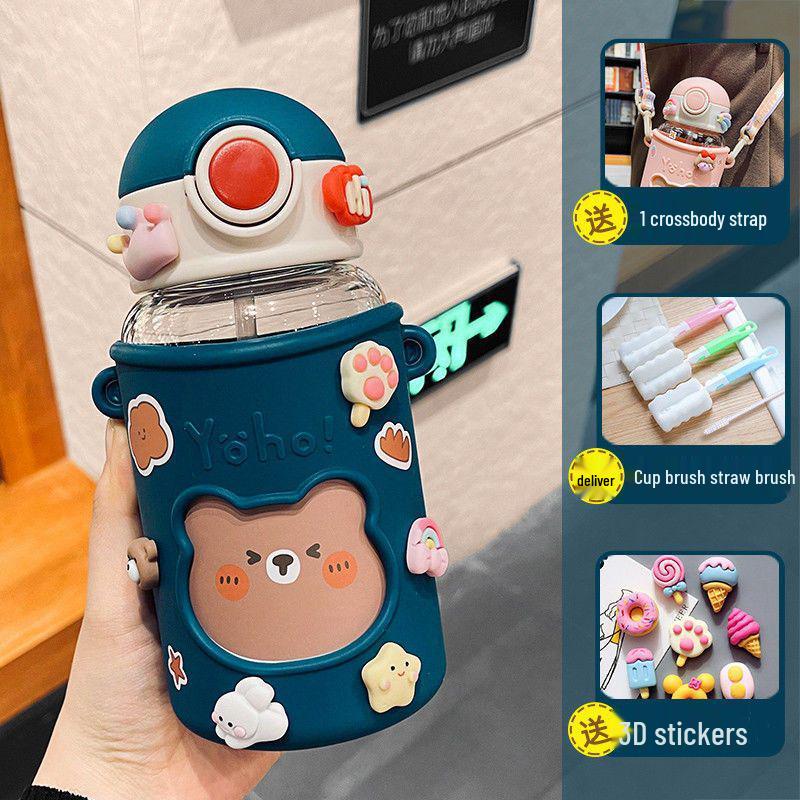 Dinosaur Straw Water Cup for Kids - Large Capacity, Cute and Portable for Summer