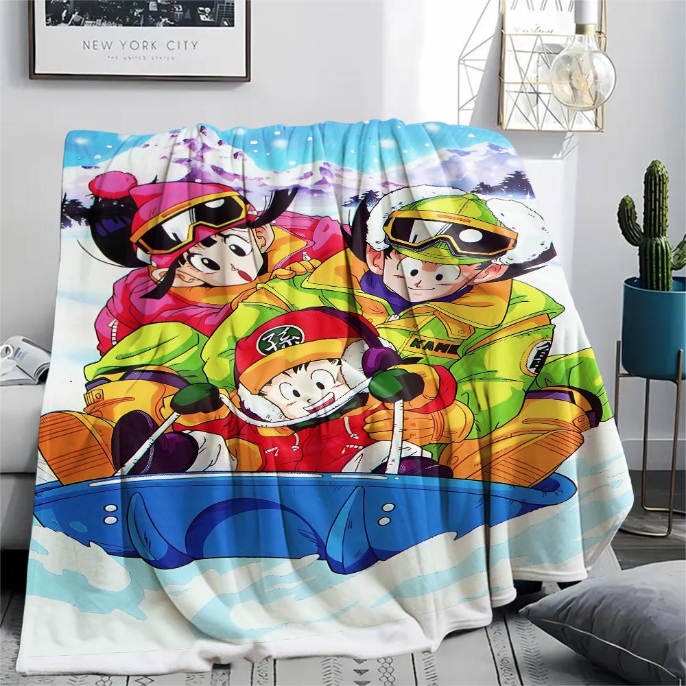 Koc Flanelowy z Nadrukiem Postaci Dragon Ball, Wysokiej Jakości, Wygodny na Wszystkie Pory Roku, Wystrój Domu, Ciepło i Komfort, Idealny na Prezenty Świąteczne