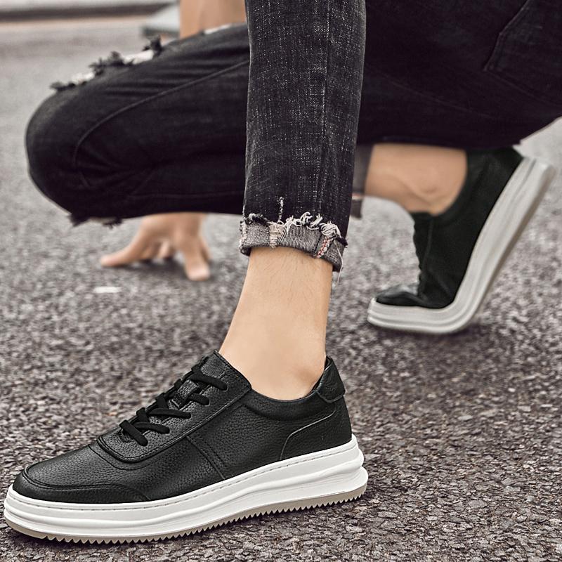 Fashion Vintage Men Casual Footwear New Genuine Leather Shoes Men Handmade Lace-Up Skate Shoes Men Fashion Flat Minimalist Walking Shoes