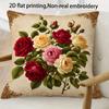 Rose Elegant Cushion Cover Plush Fabric Soft Double-Sided Printed Sofa Warm Winter Home Child Gift Pillow Case
