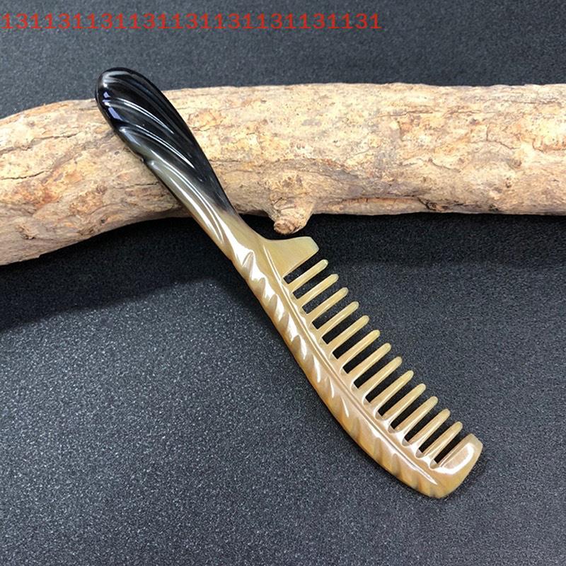 Handmade Natural Horn Fine Tooth Comb Anti-Static Hair Care Massage Comb Eco-Friendly Hairdressing Tool for Gentle Hair Stroking