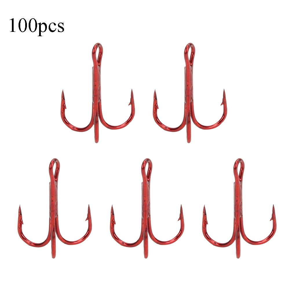 

100 шт. Красные тройные крючки из высокоуглеродистой стали Рыболовный крючок Крючок Рыболовные аксессуары 6#