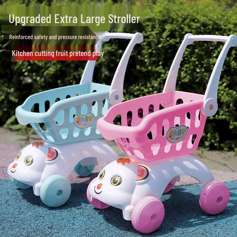 Large Kids' Grocery Cart with Fruit & Vegetable Play Set for Playhouse