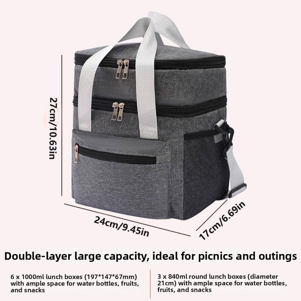with Shoulder Strap Picnic  Bag Large Capacity Thermal Lunch Pouch  Travel Picnic