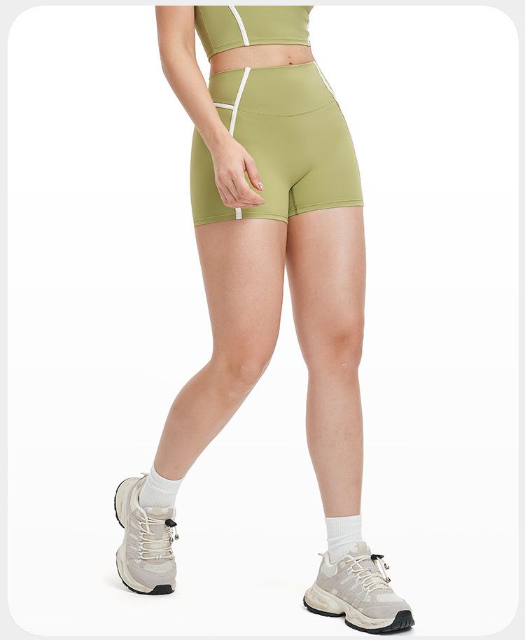 Eur-Am High Waist Butt Lifting Color Block Yoga Shorts