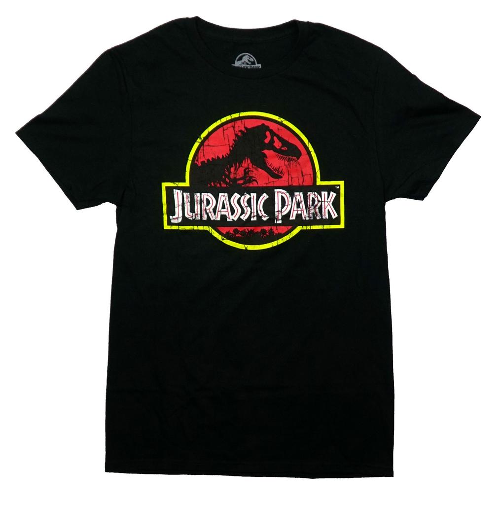 Jurassic Park New Adult TShirt Classic Logo In Distressed Pieces