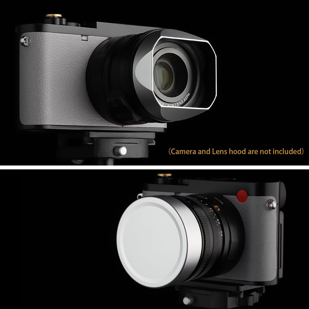 Haoge Metal Front Lens Cap Cover for Leica Q3, Q3, Q2, Q Type 116, Q Type 116, Silver Digital Camera Accessories