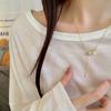 ANENJERY Round Bead Imitation Opal Short Chain Necklace Female Personality Simple Collarbone Chain Party Jewelry