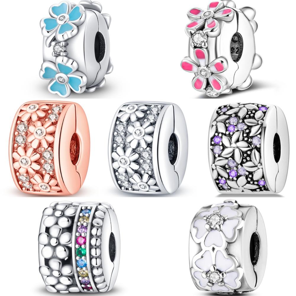 Copper Daisy Clover Flower Plant Series Charms Positioning Buckle For Original Fine Bracelet Diy Jewelry