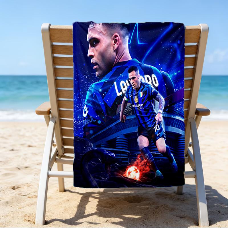Inter Milan Star Lautaro Beach Towel - Soft, Absorbent Microfiber, Lightweight, Ideal for The Beach, Parties, Travel, Camping fan gifts