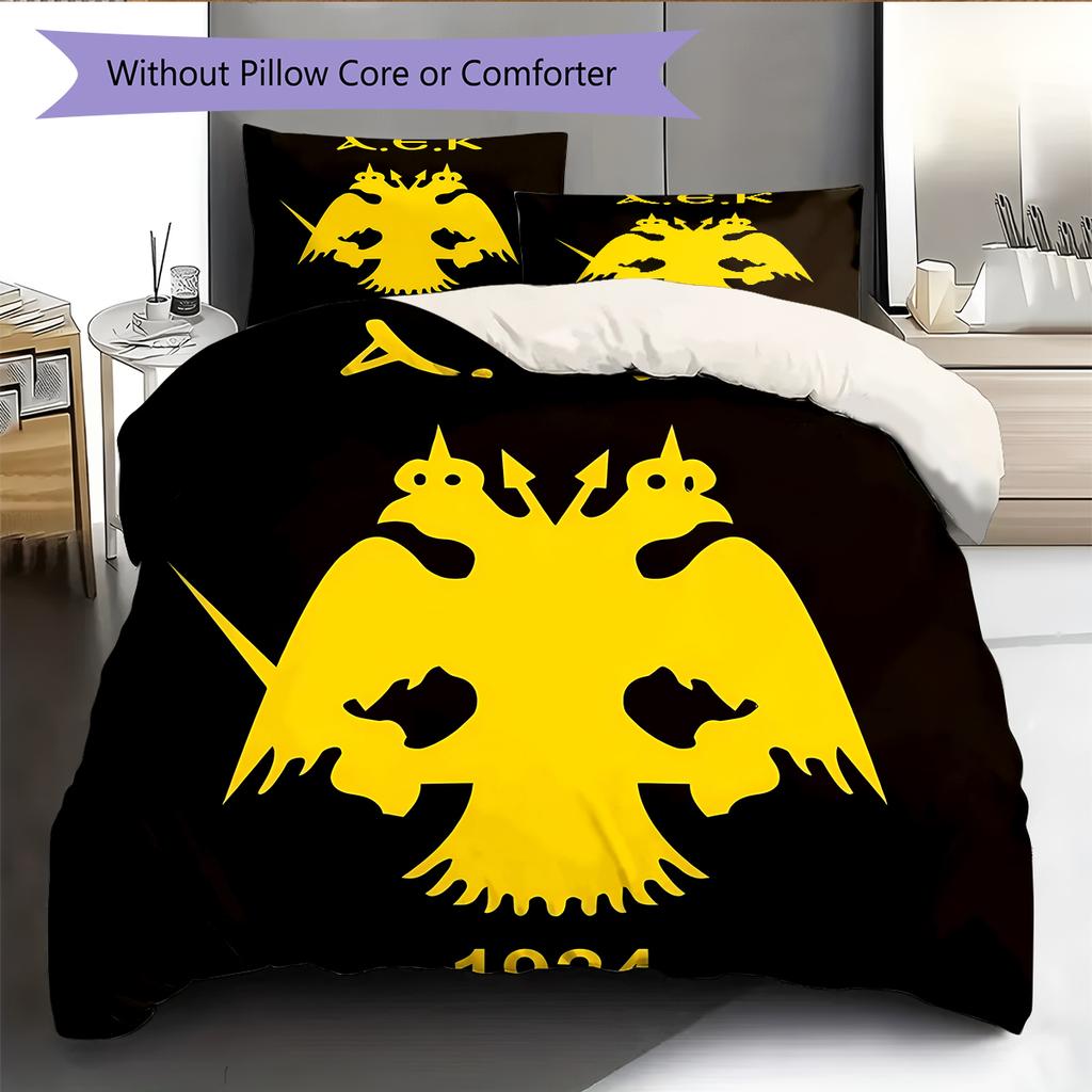 AEK Athens Football Club LogoPattern Bedding,Quilt Set Quilt Cover Pillowcase Home Birthday Gift (1 * Duvet Cover + 2 * Pillowcase, Without Core)