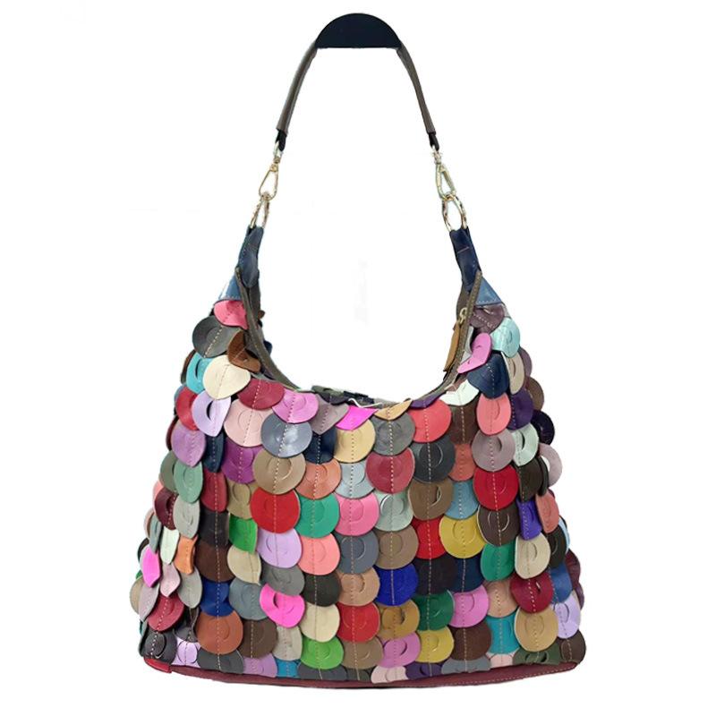 Taschen Damen-Taschen Lammfell Bunt Tragbar Schulter-Umhängetaschen Spleißung Kontrastfarben Taschen