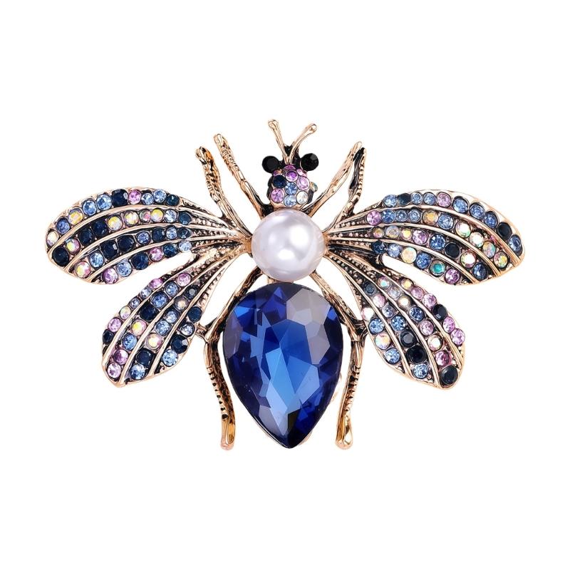 Блестящая брошь-пчела со стразами для стильных женщин Легкий аксессуар Удобно носить Животная булавка для воротника 1