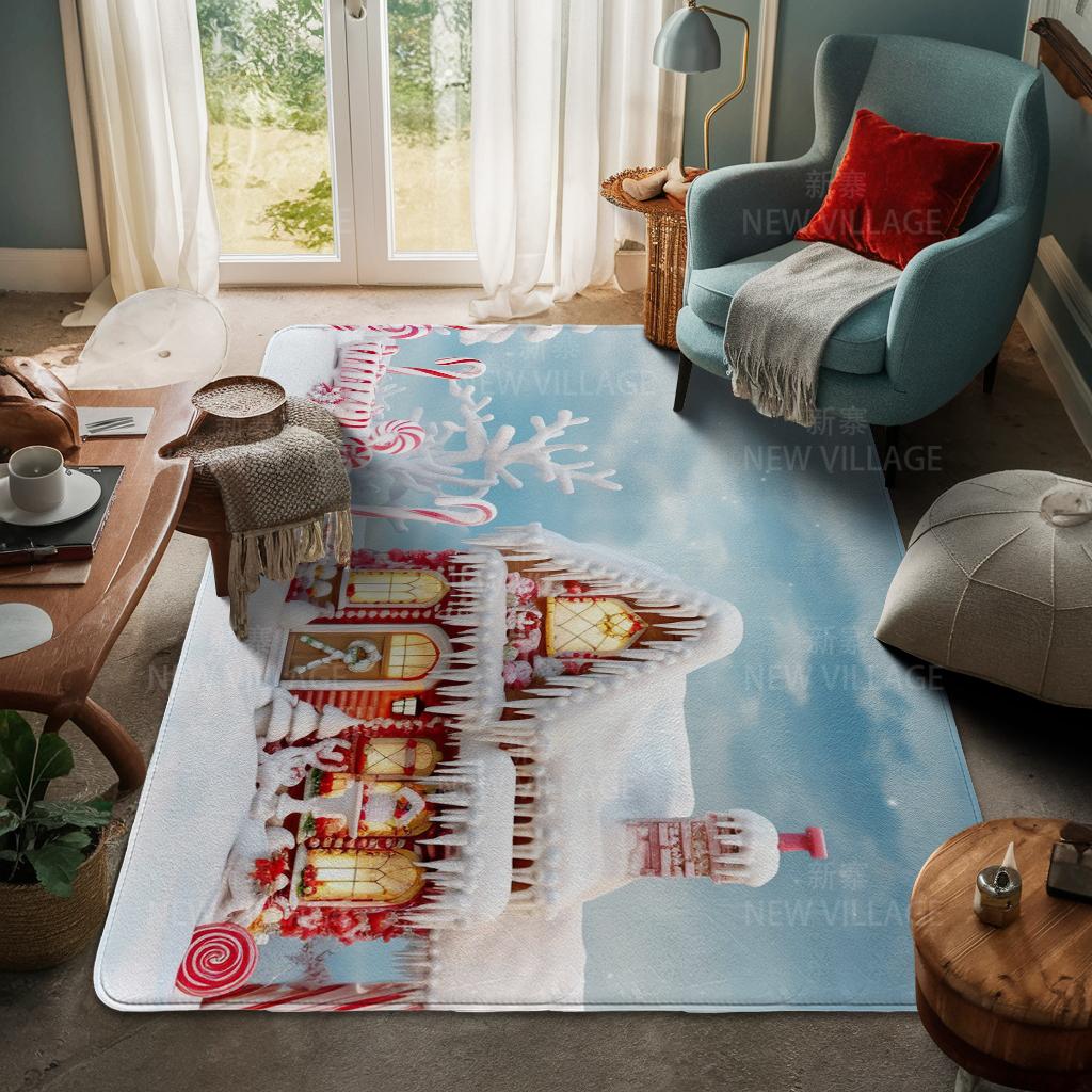 House Entrance Carpet Home Door Mat Living Room Bath Foot Bathroom Non-slip Water Absorption Rugs Bath Merry Christmas Winter