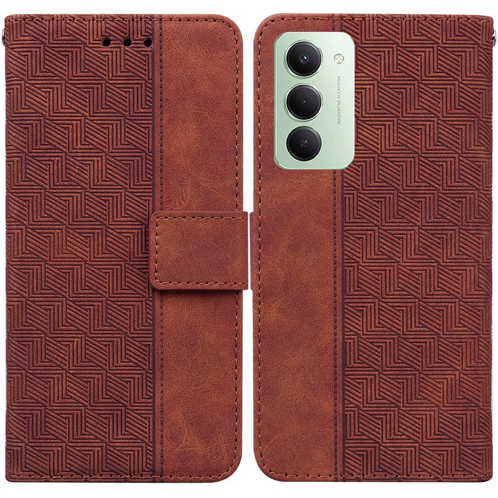 For Xiaomi Redmi 15 5G (Global) (169mm) Case Geometry Pattern Leather Wallet Phone Cover with Wrist Strap