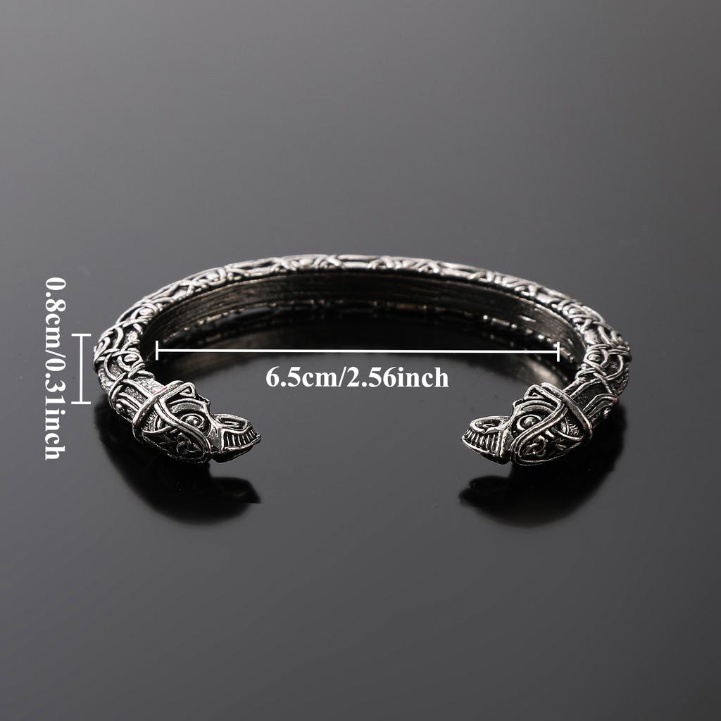 Exquisite Viking Odin Crow Head Open Bracelet Punk Hip Hop Party Scandinavian Mythology Accessories Retro Jewelry