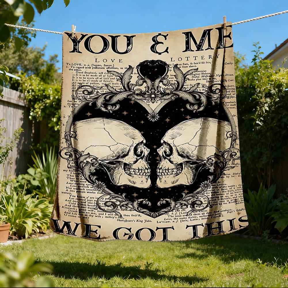 1pc Skulls, Love Outdoor Soft Blanket Ultra Plush, Warm, Versatile, and Easy Care for Camping, and