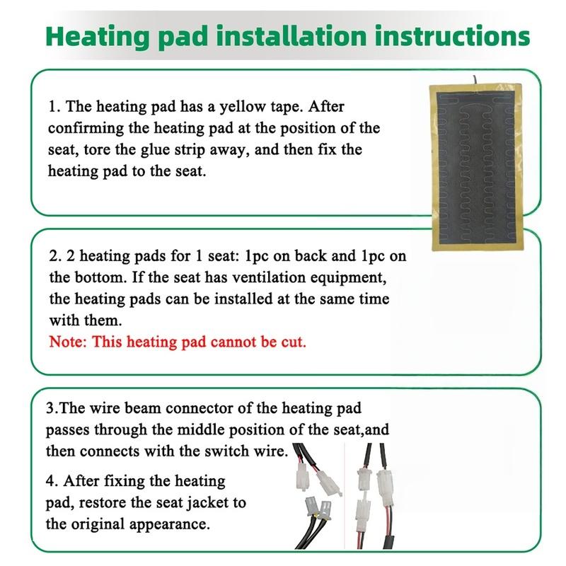 108W Built-in Car Seat Heater Kit Fit 2 Seats,12V 4Pcs Universal Alloy Wire Heating Pads with 3 Levels Control Switch System
