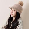 Solid Color Warm Wool Cap Thermal Ear Protection Hat Cute Pompom Plush Beanie  Winter