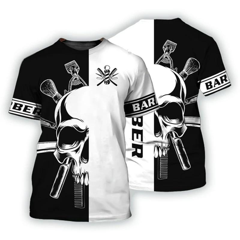 Hairdresser Men's Fashion 3D Printed T-shirt Casual Short Sleeved Barber Men's Style