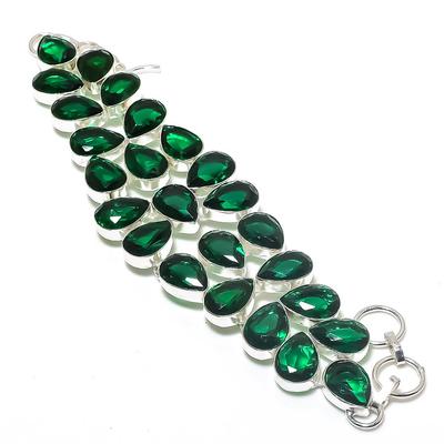 Bracciale in Argento Sterling 925 con Pietra Preziosa Diopside Cromato 7-8"