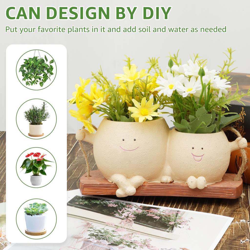 Smiley Face Flower Pot Cute Swinging Smiley Face Hanging Planter Cute Vase Indoor and Outdoor Decor Hanging Flower Pots