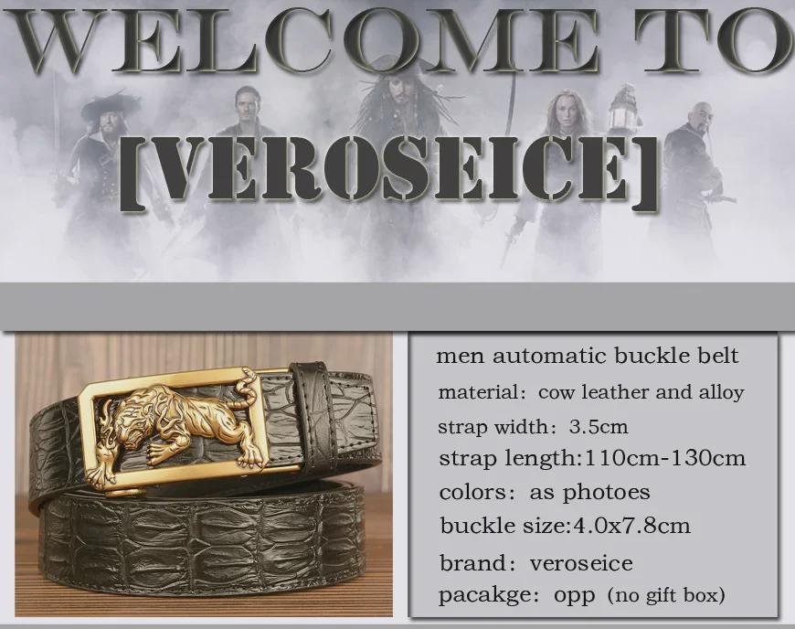 New Tiger Zodiac Automatic Buckle Men's Crocodile Pattern Cowhide Belt