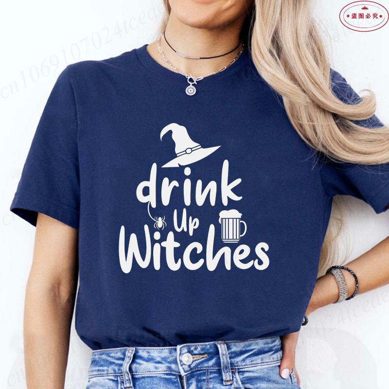 Funny Halloween Womens Tshirts Drink Up Witches Shirt Oneck Short Sleeve Tees Women Tshirts Fashion Casual Tees Clothing