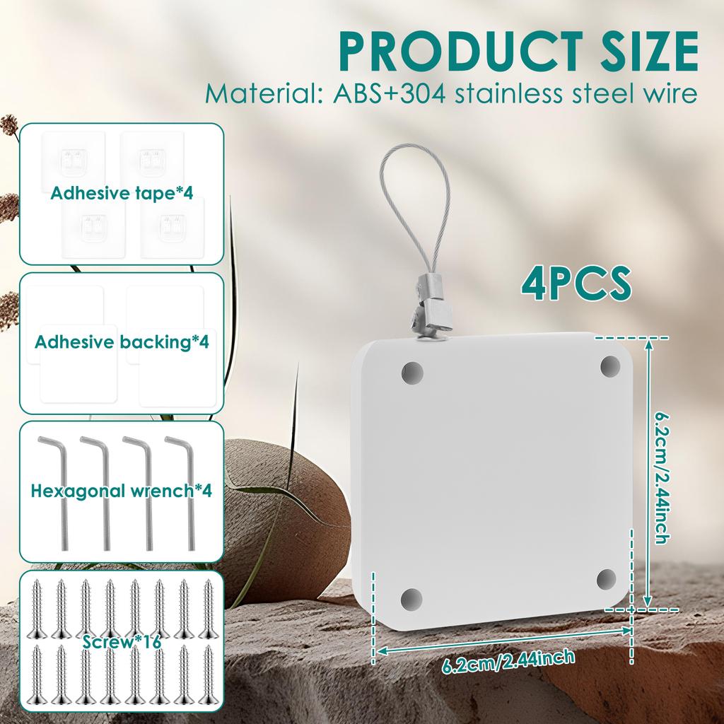 4Pcs Punch Free Sliding Door Closer Easy Install Automatic Shower Curtain Closer with Adhesive Stickers and Wrench for Bathroom