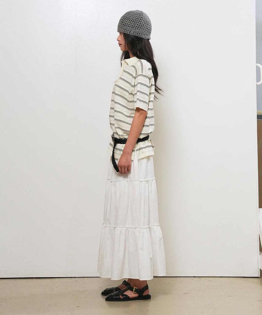 GENERALIDEA Striped Loose Collar Half Knit [Cream] / Gf2Lkp530