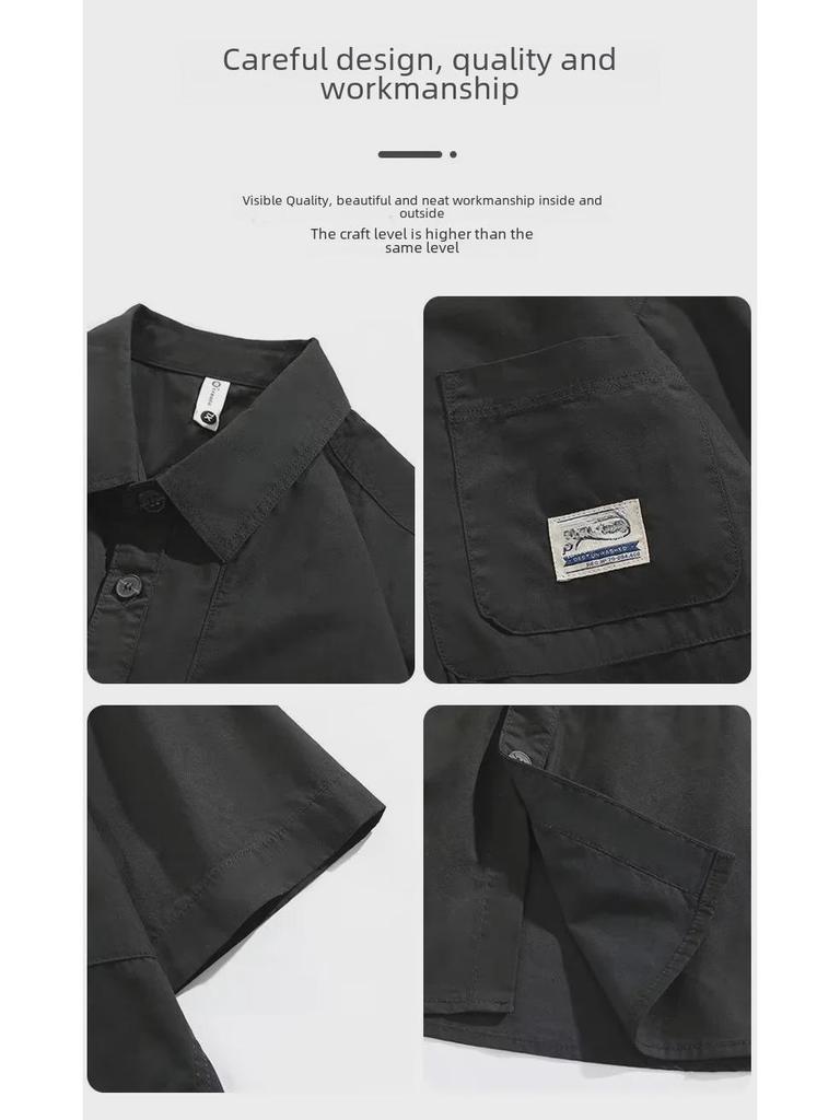 Men's Trendy Korean Hong Kong Style Loose Short-Sleeve Casual Shirt