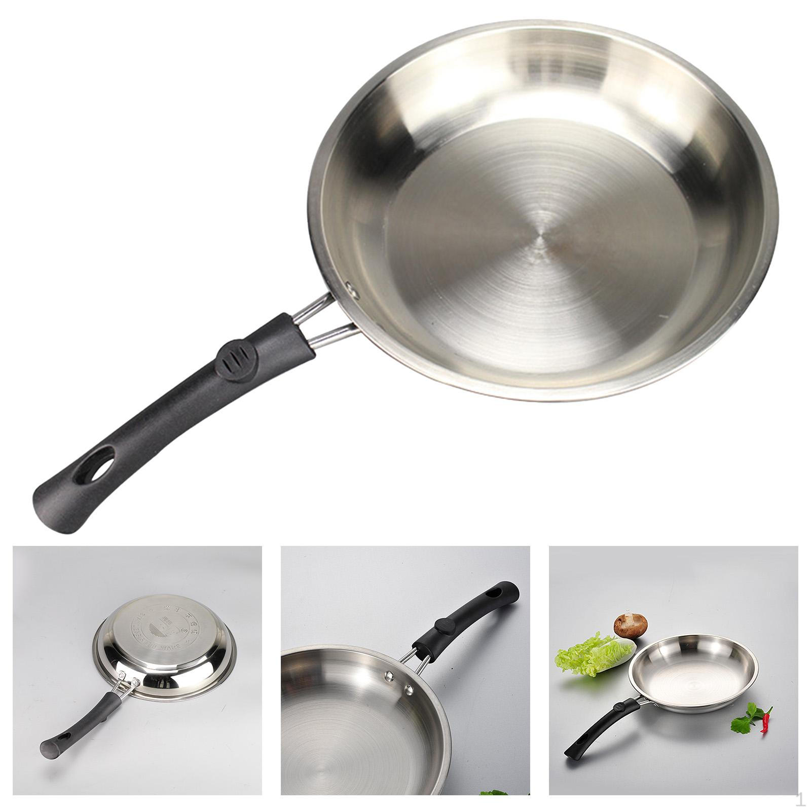 

Сковорода из нержавеющей стали для жарки яиц, выпечки, легко моющаяся, с удобной ручкой, кастрюля для приготовления пищи, плоское дно