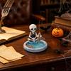 Funny Office Desk Decor Fishing Skeleton Magnetic Paperclip Holder, Skull Supplies Organizer Small Stationeries with Storage Tray, Resin Desktop