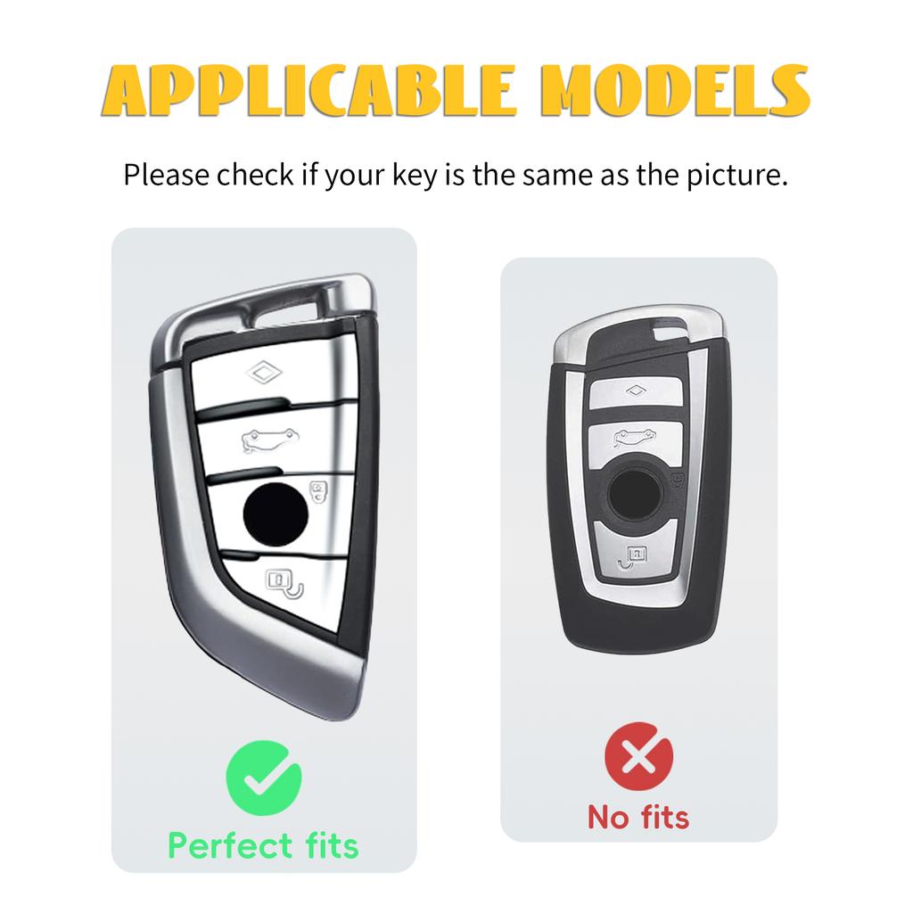 Interior Mouldings 360° New Leather Car Key Case Set Suitable for BMW Blade 3D Stereoscopic Car key Cover Protection Key Set wit