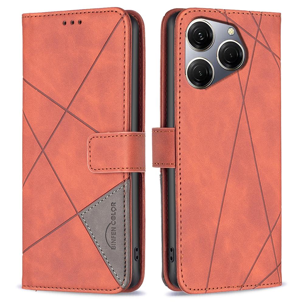 For TECNO Spark 20 Pro Phone Cases Wallet Stand Geometry Imprint Leather Cover
