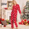 Christmas Pajama Set Women Pajamas Matching Set Snowflake Print Two Piece Lounge Festive Loungewear Button Down Long Sleeve Top Pants Sleepwear Soft