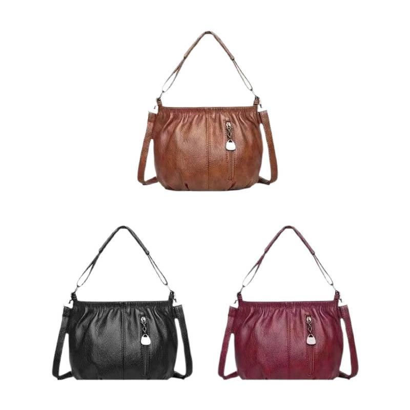 Genuine Leather Textured Women's Handbag - Small, Handheld, Crossbody, Free Shipping
